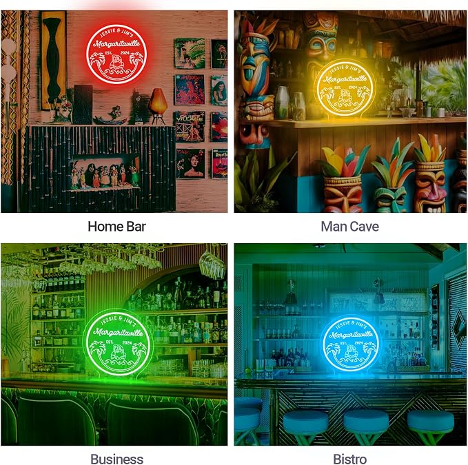 Custom Parrot Neon Sign for Tiki Bar Wall Decor, Personalized Paradise Parrot Palm Tree LED Signs, Dimmable Customize Neon Lights for Home Bar Man Cave Lounge Pool Party Business Outdoor
