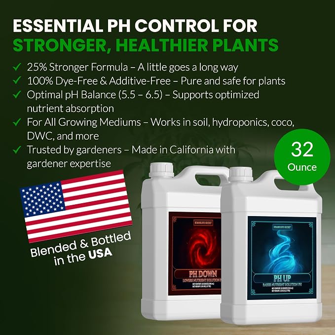 Humboldts Secret pH Up and pH Down Control Kit | Liquid Nutrient Solution Balancer for Plants | for Soil, Hydroponic, Coco, and DWC Systems | Supports Nutrient Absorption and Growth | 32 Ounce