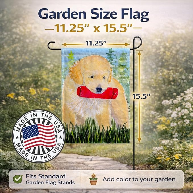 Caroline's Treasures SS8858GF Golden Retriever Garden Flag Mailbox Flag Decorative Yard Flag Banner Outside Patio Artwork Yard Flower Beds, Garden Size, Multicolor