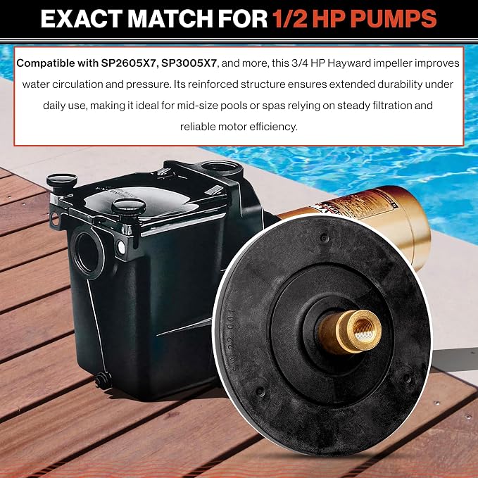 Swimables SPX2600C Super Pump Impeller Replacement - 1/2 HP Pool Pump Impeller fits Super Pump SP2600X5, Max-Flo SP2800X5 - High-Efficiency Hayward Pump Impeller - Heavy Duty Durable & Precise Flow