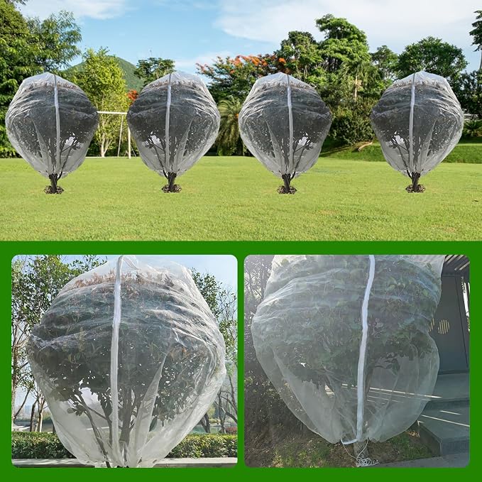 KEOHOLI Large 2 Packs Fruit Tree Netting Bags with Zipper and Drawstring, Insect Bird Barrier Netting Plant Covers for Fruit Vegetable Trees, Bushes,Flower in Garden (8 * 8ft)