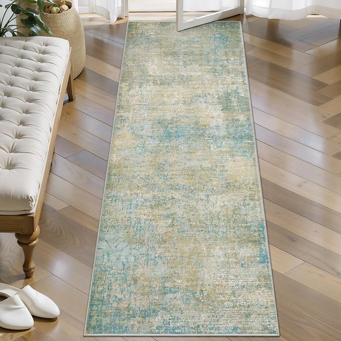 Tangsoo Modern 2x5 Washable Runner Rug, Abstract Runner Rug Non Slip | Contemporary Indoor Soft Low Pile Hallway Runner Rug, Print Accent Runners for Entryway Kitchen Bedroom Bathroom Home Decor