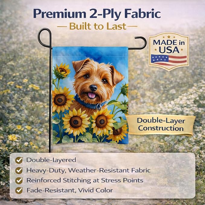 Caroline's Treasures DAC6125GF Norfolk Terrier in Sunflowers Garden Flag Mailbox Flag Decorative Yard Flag Banner Outside Patio Artwork Yard Flower Beds, Garden Size, Multicolor
