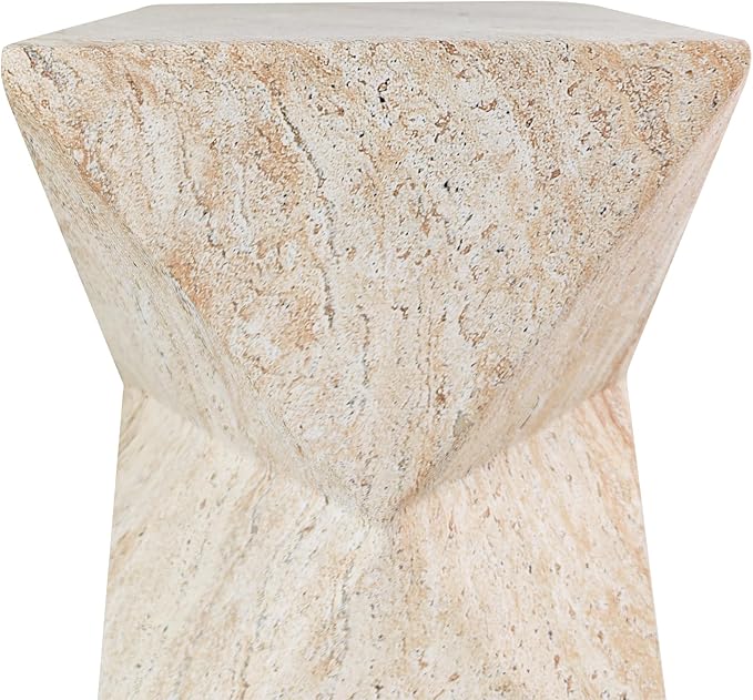 Christopher Knight Home Buncha 17.75" H Lightweight Concrete Outdoor Side Table, Patio End Table and Hourglass Design, MGO Outdoor Coffee Table, No Assembly Garden Plant Stand Indoor, Beige + Yellow