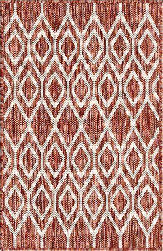 Jill Zarin Outdoor Collection Area Rug - Turks and Caicos (2' 2" x 3' Rectangle Rust Red/Ivory)