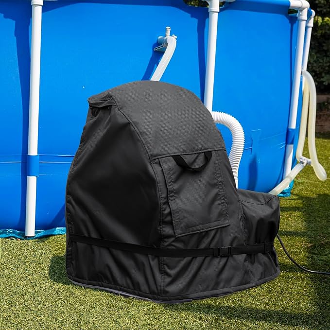 okcool Outdoor Sand Filter Pump Winter Cover,Black | Heavy Duty Waterproof UV Resistant Dust Cover Universal for Most Pool Sand Filter Equipment