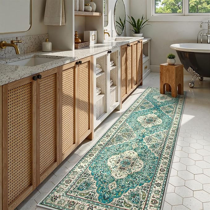 Lahome Felice Floral Medallion Runner Rug - 2x8 Kitchen Rug Runner Soft Non-Slip Washable Low-Pile Hallway Mat, Indoor Accent Floor Carpet Runners for Bedroom Living Dining Room Entrance