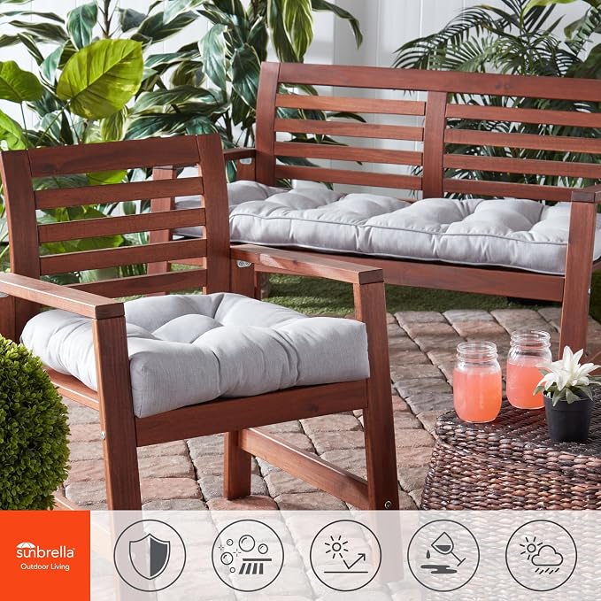 Outdoor 51 x 18-inch Sunbrella Bench Cushion, Canvas Granite