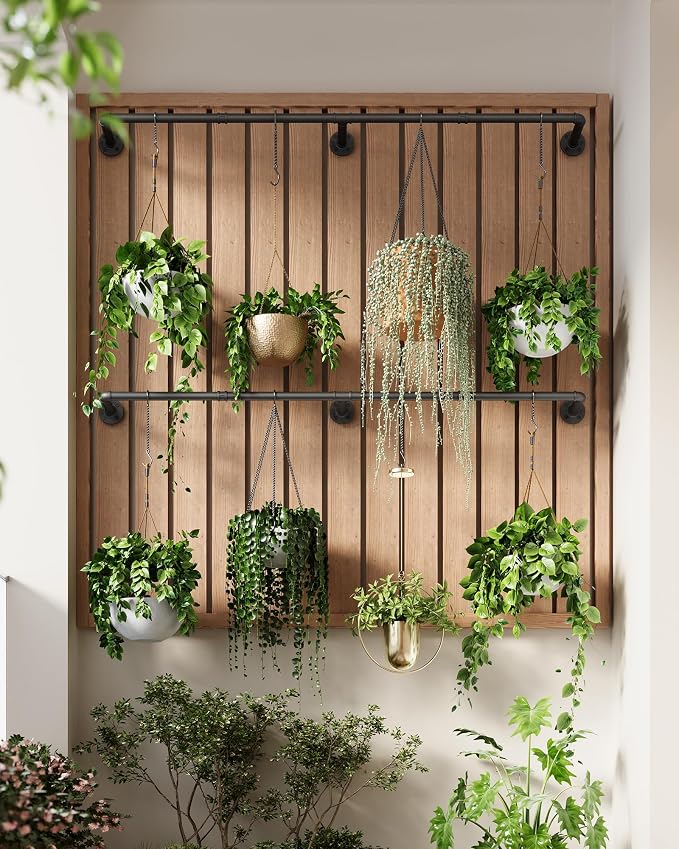 SOFITORG 65.7" Metal Plant Hanging Rod, 6 Chains, 2 Pack, Pots Not Included | Wall Plant Hanging Bar, Durable Hanging planter holder for Window Ceiling, Easy Assembly, All Hardware Included, Black
