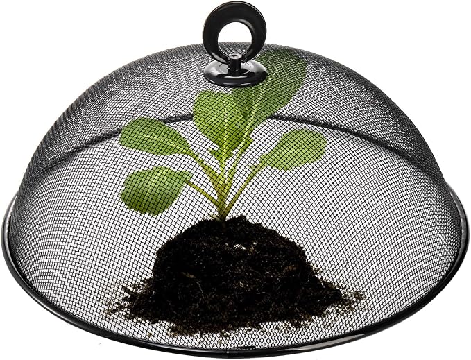 WUWEOT 8 Pack Metal Mesh Food Cover, 10.8 Inch Outdoor Picnic Plate Serving Covers, Food Tents Dome Screen Umbrella, Vegetable Plant Seed Protector for Table, BBQ, Camping, Outside Parties and Garden
