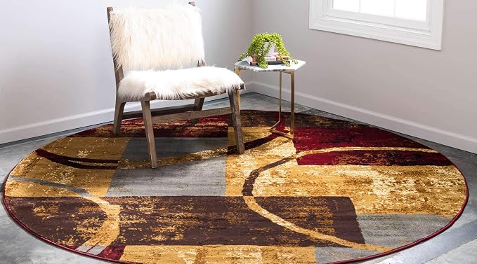 Unique Loom Barista Collection Area Rug - Kouillou (3' 3" Round, Multi/ Brown)