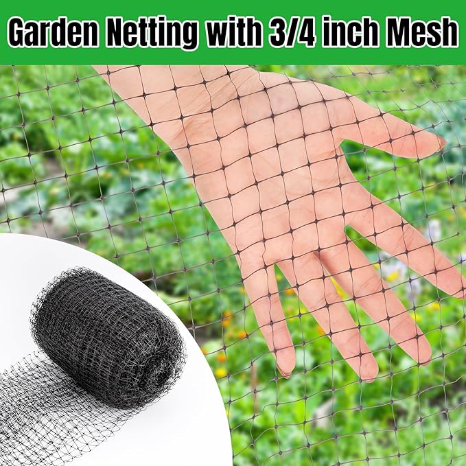 NONMON Bird Netting Deer Fence Netting 5 x 100FT Heavy Duty Garden Netting | for Chicken Coop, Protect Fruit Trees, Plants and Vegetables Against Birds, Deer, Squirrels and Other Animals, Black