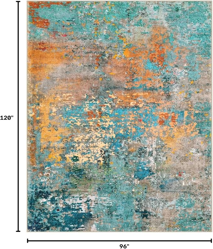 Lahome Modern Abstract Living Room Rug, Washable 8x10 Area Rugs for Bedroom Stain Resistant Non Slip, Large Colorful Soft Indoor Carpet for Dining Room Table Home Office Decor