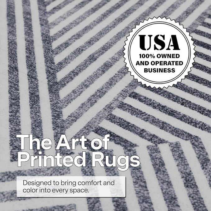 Machine Washable Area Rug - Living Room Bedroom Bathroom Kitchen Entryway Office - Padded Crease Free Stain Resistant Premium - Modern Geometric Contemporary - Miles - Gray 7'6" x 9'6"