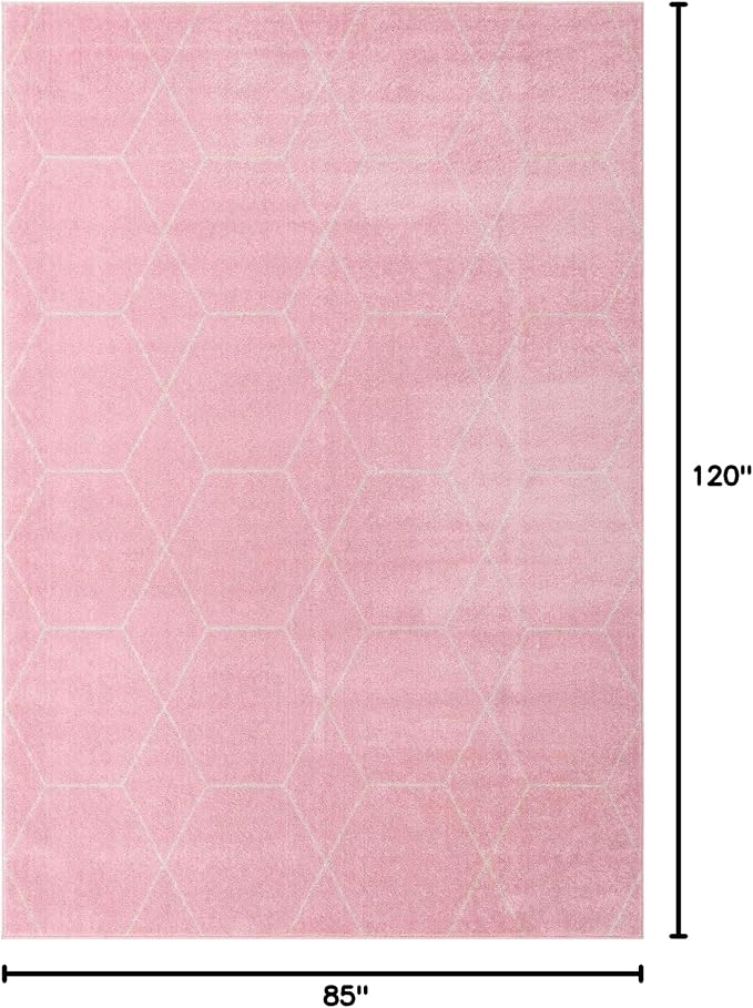Unique Loom Trellis Frieze Collection Area Rug - Geometric (7' 1" x 10', Light Pink/ Ivory)
