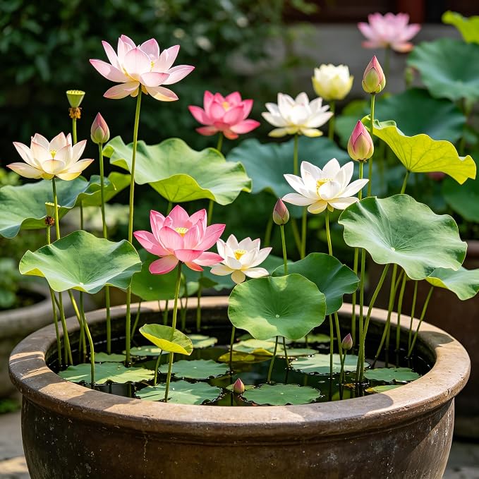 CarpetC 160+ Mixed Bowl Lotus Seeds for Planting, Nelumbo nucifera Aquatic Plant, Non-GMO Heirloom Water Lilys Flower Plant for Containers, Ponds and Water Gardens