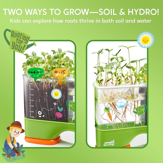 JOVA Klever Kits 2-in-1 Root Viewer & Planting Science Kit for Kids – STEM Learning Gifts for Kids Aged 6+, Soil & Hydro Observation Kit Birthday Toys Gifts for Boys and Girls