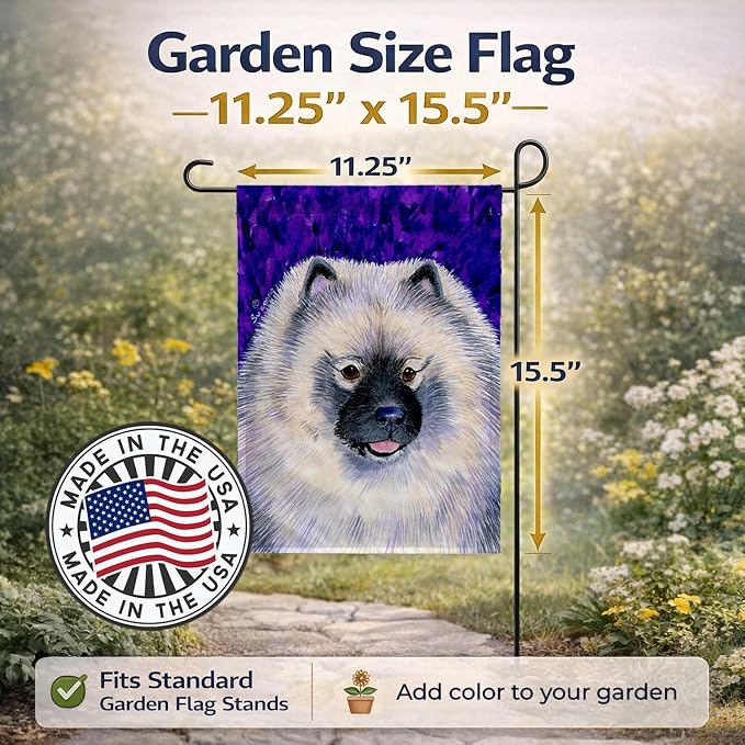 Caroline's Treasures SS8691GF Keeshond Garden Flag Mailbox Flag Decorative Yard Flag Banner Outside Patio Artwork Yard Flower Beds, Garden Size, Multicolor