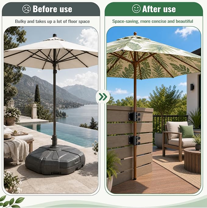Patio Umbrella Holder for Deck Railing,Heavy Duty Deck Umbrella Mount,Outdoor Metal Patio Umbrella Clamp,Deck Umbrella Base and Stand for Outdoor Courtyard, Balcony, Boats