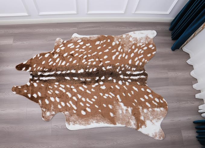 Asuprui Deer Rug, 3x3.6 Feet Sika Deer Hide Carpet,Antelope Rug,Fawn Mats
