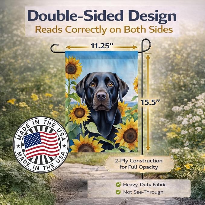 Caroline's Treasures DAC6109GF Labrador Retriever in Sunflowers Garden Flag Mailbox Flag Decorative Yard Flag Banner Outside Patio Artwork Yard Flower Beds, Garden Size, Multicolor