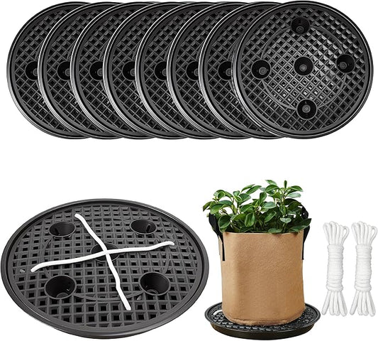8 Pack 16 inch Self Watering Base for Fabric Grow Bag, Self-watering Plastic Elevated Plant Saucer Stand, Automatic Watering Tray for Non-woven Planter Flower Pot Growth Tent Greenhouse Indoor Outdoor
