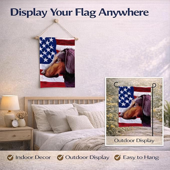Caroline's Treasures CK6621GF Montenegrin Mountain Hound American Flag Garden Flag Mailbox Flag Decorative Yard Flag Banner Outside Patio Artwork Yard Flower Beds, Garden Size, Multicolor