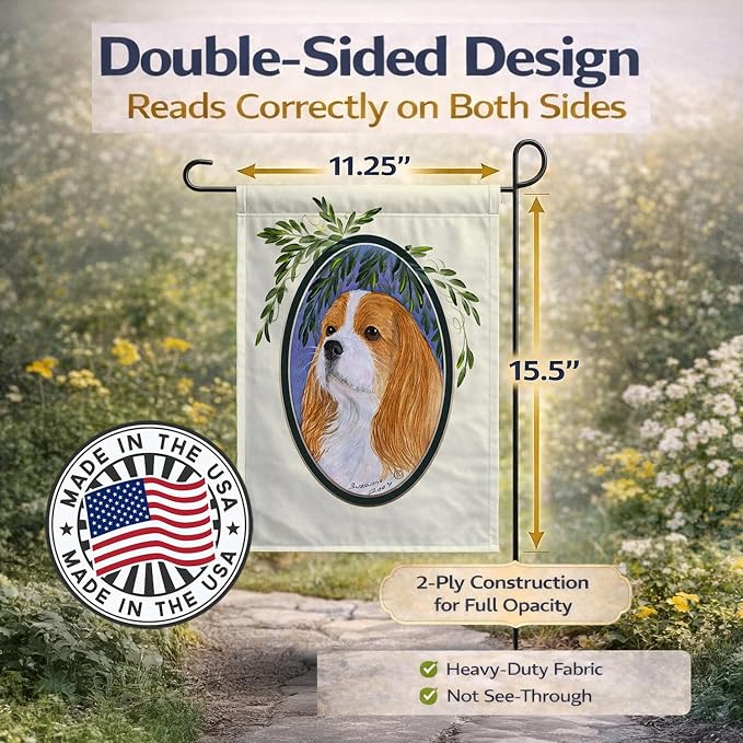 Caroline's Treasures SS8024GF Cavalier Spaniel Garden Flag Mailbox Flag Decorative Yard Flag Banner Outside Patio Artwork Yard Flower Beds, Garden Size, Multicolor