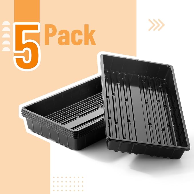 Mr. Pen- Seed Starter Trays, 5 Pack, 17"x10"x2.4" | Durable Plastic Growing Trays, Stackable and Reusable Seedling Starter Kits for Indoor, Outdoor, Greenhouse Gardening