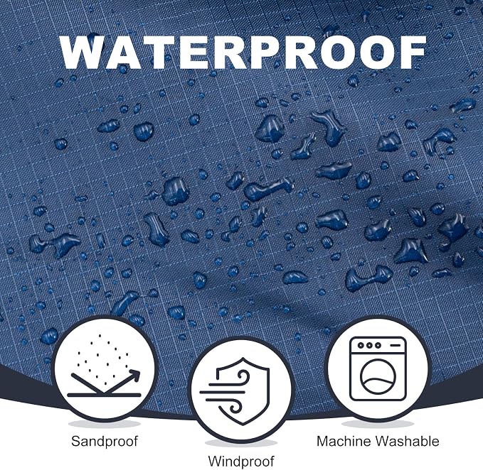 Large Waterproof Outdoor Picnic Blanket 80"x 58" | Windproof Lightweight Stadium Blanket, Packable, Stay Dry and Comfortable for Camping, Sports, Travel - Blue