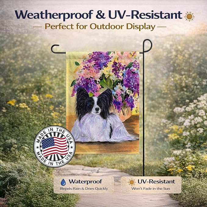 Caroline's Treasures SS8288GF Papillon Garden Flag Mailbox Flag Decorative Yard Flag Banner Outside Patio Artwork Yard Flower Beds, Garden Size, Multicolor