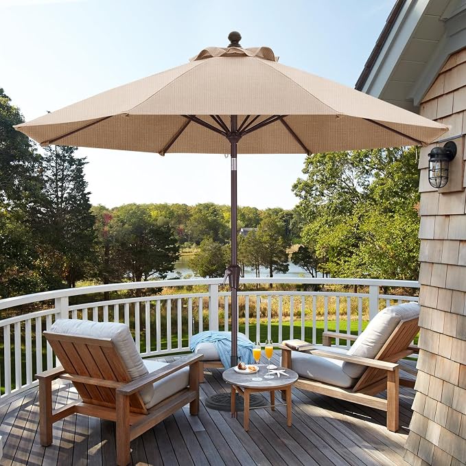 ABCCANOPY OLEFIN® 5-Year No Fading 9FT Patio Umbrella, Outdoor Table Umbrella with 8 Sturdy Ribs for Deck, Backyard, Yard (Light Beige)