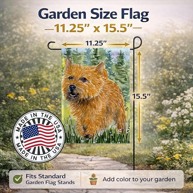 Caroline's Treasures SS8878GF Norwich Terrier Garden Flag Mailbox Flag Decorative Yard Flag Banner Outside Patio Artwork Yard Flower Beds, Garden Size, Multicolor