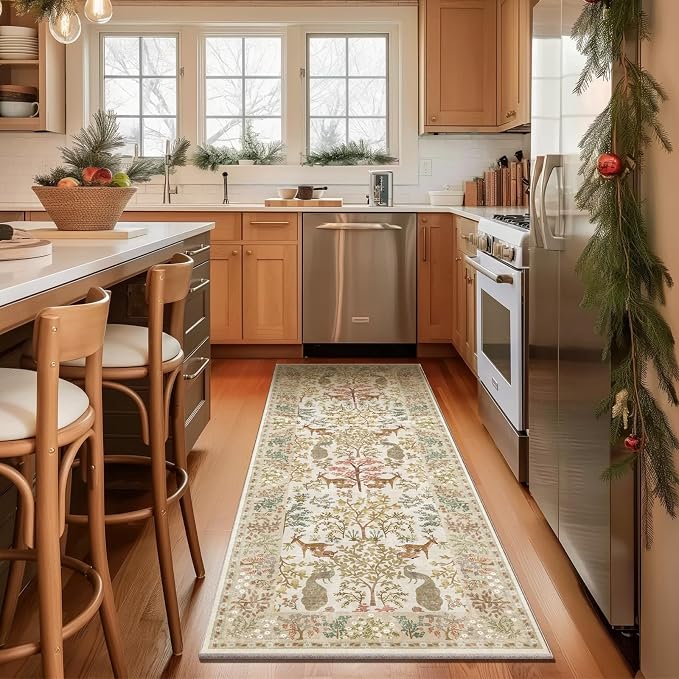 Runner Rugs Washable Kitchen Runner: 2'6"x8' Hallway Runner Rug Stain Resistant Non Slip Low Pile Soft Carpet Runners Rug for Bedroom Hallways Entryway Indoor Beside Bathroom Laundry Room