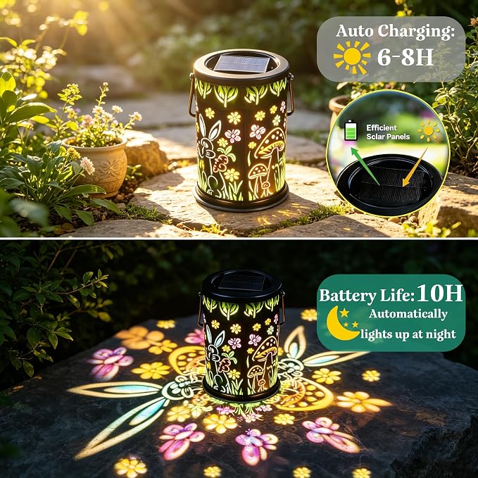 Solar Lanterns Outdoor Waterproof, Solar Lights Outdoor Garden Decor, Gifts for Women Mom Grandma Mother's Day, Solar Powered Decorative Lanterns for Outside, Patio, Yard, Lawn, Porch