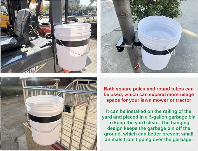 5-Gallon Bucket Holder, Can be Installed on ROPS Holder (Excluding Buckets), Bucket Storage Holder, Suitable for Lawn Mowers, Tractors, Landscape Vehicles, Trucks, Multi-Purpose Vehicles