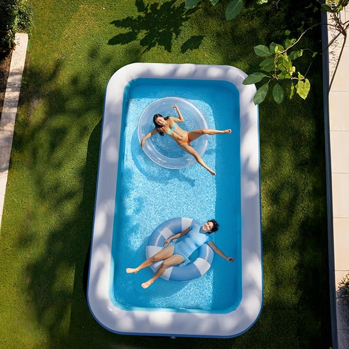 Inflatable Pool for Adults, 115" x 68" x 22" Blow Up Pools, Rectangular Family Swimming Pool