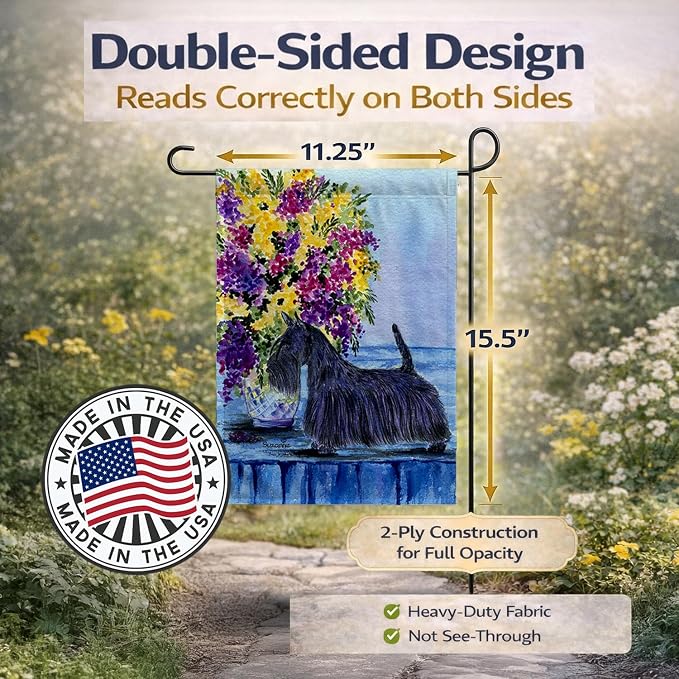 Caroline's Treasures SS8309GF Scottish Terrier Garden Flag Mailbox Flag Decorative Yard Flag Banner Outside Patio Artwork Yard Flower Beds, Garden Size, Multicolor