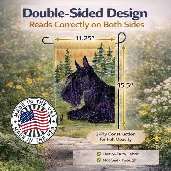 Caroline's Treasures SS8511GF Scottish Terrier Garden Flag Mailbox Flag Decorative Yard Flag Banner Outside Patio Artwork Yard Flower Beds, Garden Size, Multicolor