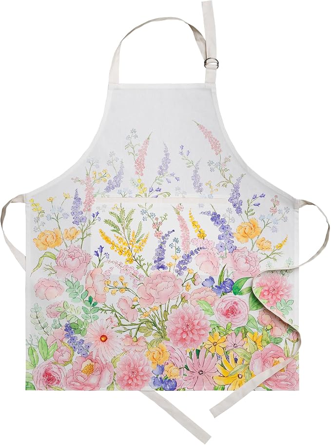 Maison d' Hermine Aprons for women with Pocket 100% Cotton (27.50"x31.50") | Adjustable Neck Strap & long ties Apron Men Chef Wedding Cooking Gardening Server Maid