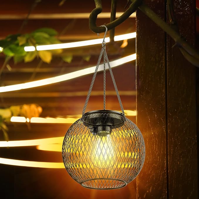 Solar Lantern Outdoor Waterproof, KagoLing Upgraded Hanging Solar Lights Outdoor Garden Decorations Lighting Solar Powered Waterproof Tree Lantern for Garden Yard Patio Pathway,1Pack
