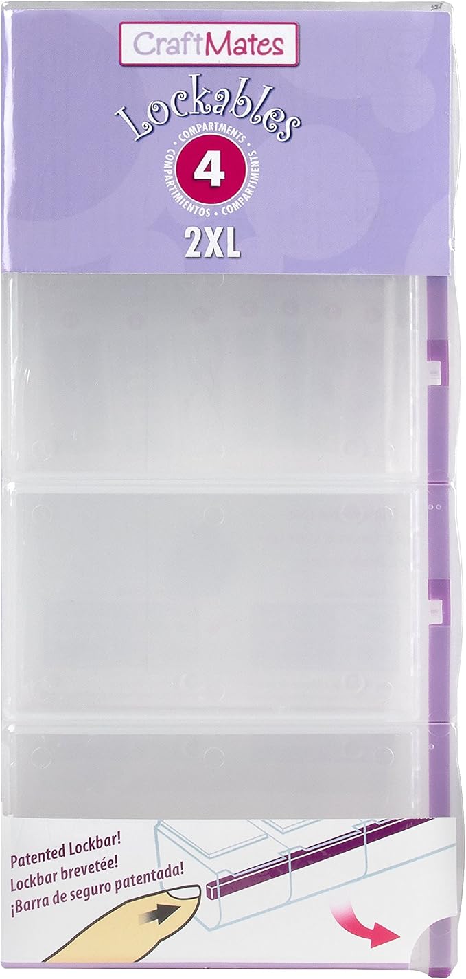 Craft Mates Bead Organizer, 4 Locking Compartments, Plastic Storage (2XL) | Clear Plastic Storage for Buttons, Pins, Jewelry, Diamond Art & Craft Supplies, Large Portable Organizer for Crafters
