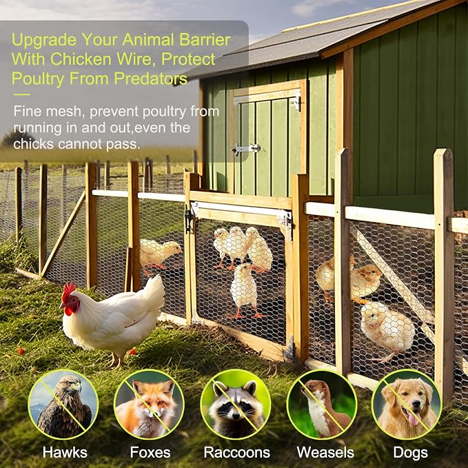 Chicken Wire Fencing, 24 Inch x 60 Feet Chicken Wire Mesh Roll for Garden Plants, 1 Inch Mesh Hexagonal Galvanized Metal Poultry Wire Netting for Chicken Coop Rabbit Dogs Barrier