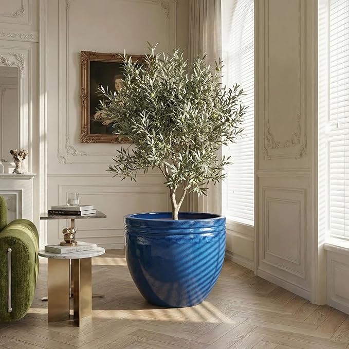 Large Flower Pots for Plants Outdoor & Indoor, Extra Large Ceramic Planters with Drainage Hole, 15.7 Inch