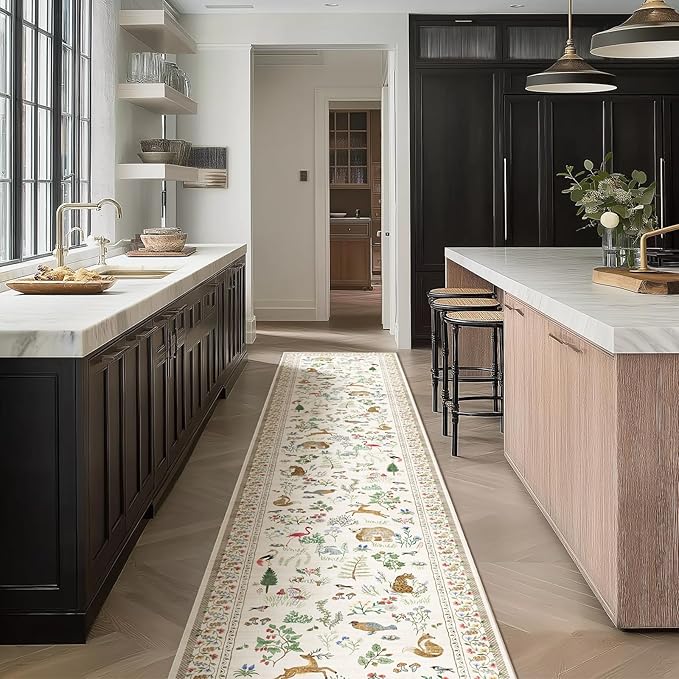 Machine Washable Kitchen Runner Rugs: 2'x10' Hallway Runner Non Slip Low Pile Stain Resistant Soft Indoor Carpet Runners for Hallways Entryway Kitchen Laundry Room Beside Farmhouse