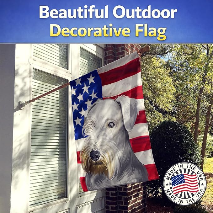 Caroline's Treasures CK6485CHF Cesky Terrier Dog American Flag House Flag Large Porch Sleeve Pole Decorative Outside Yard Banner Artwork Wall Hanging, Polyester, House Size, Multicolor