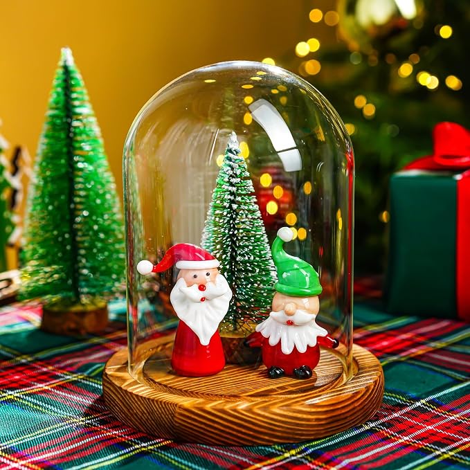 ZEERSHEE Cloche Glass Dome with Wooden Base, 5.5" x 3.9" Display Case | Clear Glass Cover, Stable Wood Base, Perfect for Flowers, Crafts, Candles & Collectibles