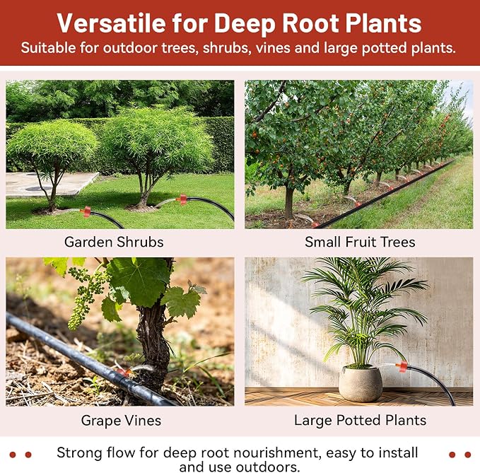 300 PCS 3 GPH Pressure Compensating Drip Irrigation Spot Dripper, High Flow Drip Irrigation Emitters Heads for Large Trees Bushes, Irrigation Drippers Parts for Orchard Large-Scale Outdoor Irrigation