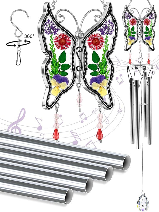 KY&Bosam Butterfly Wind Chime for Outside Memorial Sympathy Gifts 20" Memorial Wind Chimes for Loss of Loved One Butterfly Sympathy Wind Chimes Bereavement Condolence Remembrance Gift for Loss of Mom