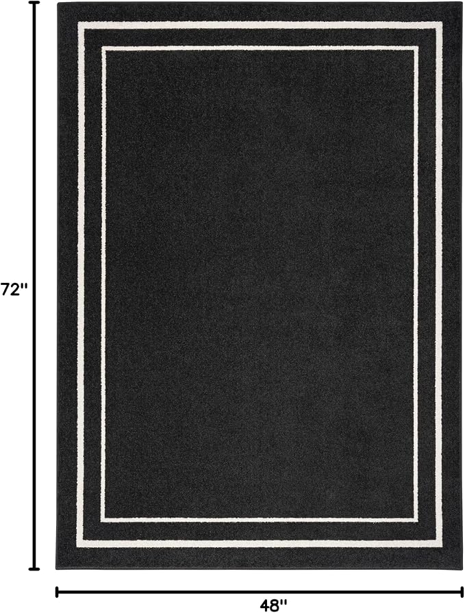 Nourison Home Nourison Essentials Black Ivory 4' x 6' Area Rug - Easy Clean, Non Shedding, Bed Room, Living Room, Dining Room, Kitchen (4' x 6')